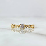 Anillo Solitario Corazones Intercalados 1.4gr / T6 3/4 / Circones Blancos Oro Amarillo 18K