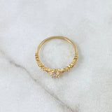 Anillo Solitario Corazones Intercalados 1.4gr / T6 3/4 / Circones Blancos Oro Amarillo 18K