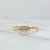 Anillo Trio En Trenza 1.7gr / T5 3/4 / Circones Blancos Oro Amarillo 18K