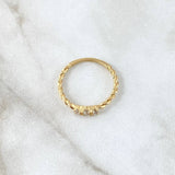 Anillo Trio En Trenza 1.7gr / T5 3/4 / Circones Blancos Oro Amarillo 18K