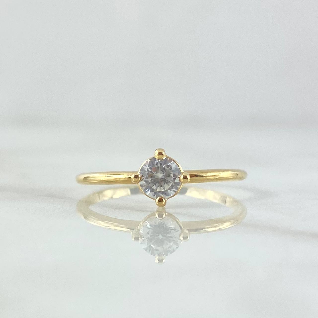 Anillo Solitario Tenue 1.7gr / T7 1/2 / Circon Blanco Oro Amarillo 18K