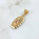 Dije  Virgen Guadalupe 3.15gr / 3.5cm / Ovalo Filigrana - Circones Blancos Verdes Fucsia  Oro Amarillo 18K *