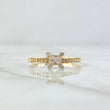 Anillo Solitario Cuadrado En Petalos 2.05gr / T7 3/4 / Circones Blancos Oro Amarillo 18K *