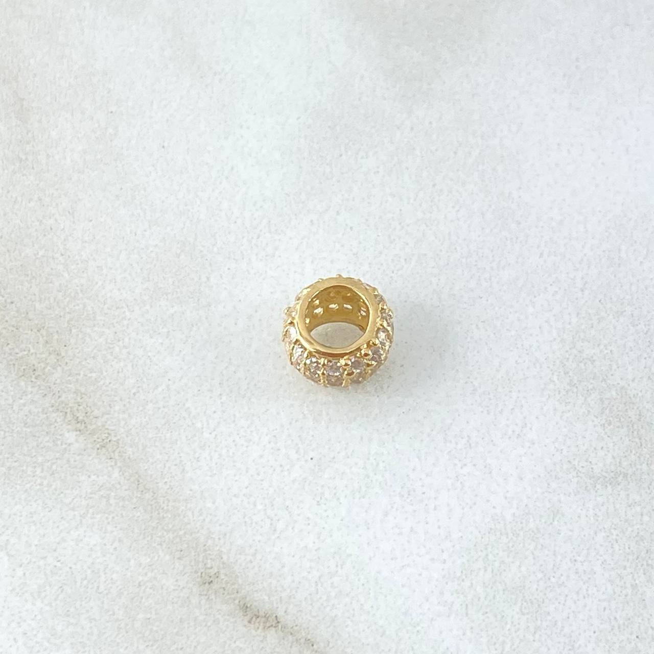 Herraje Cilindro Abultado 0.6gr / 0.7cm / Circones Blancos Oro Amarillo 18K