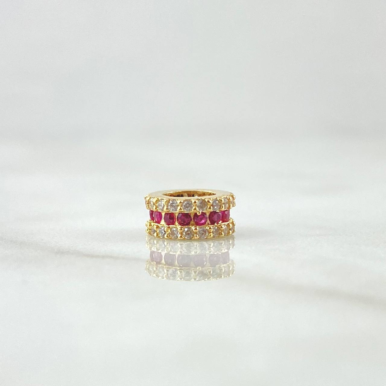 Herraje Rueda Basteada 1gr / 0.8cm / Circones Blancos Y Fucsias Oro Amarillo 18K