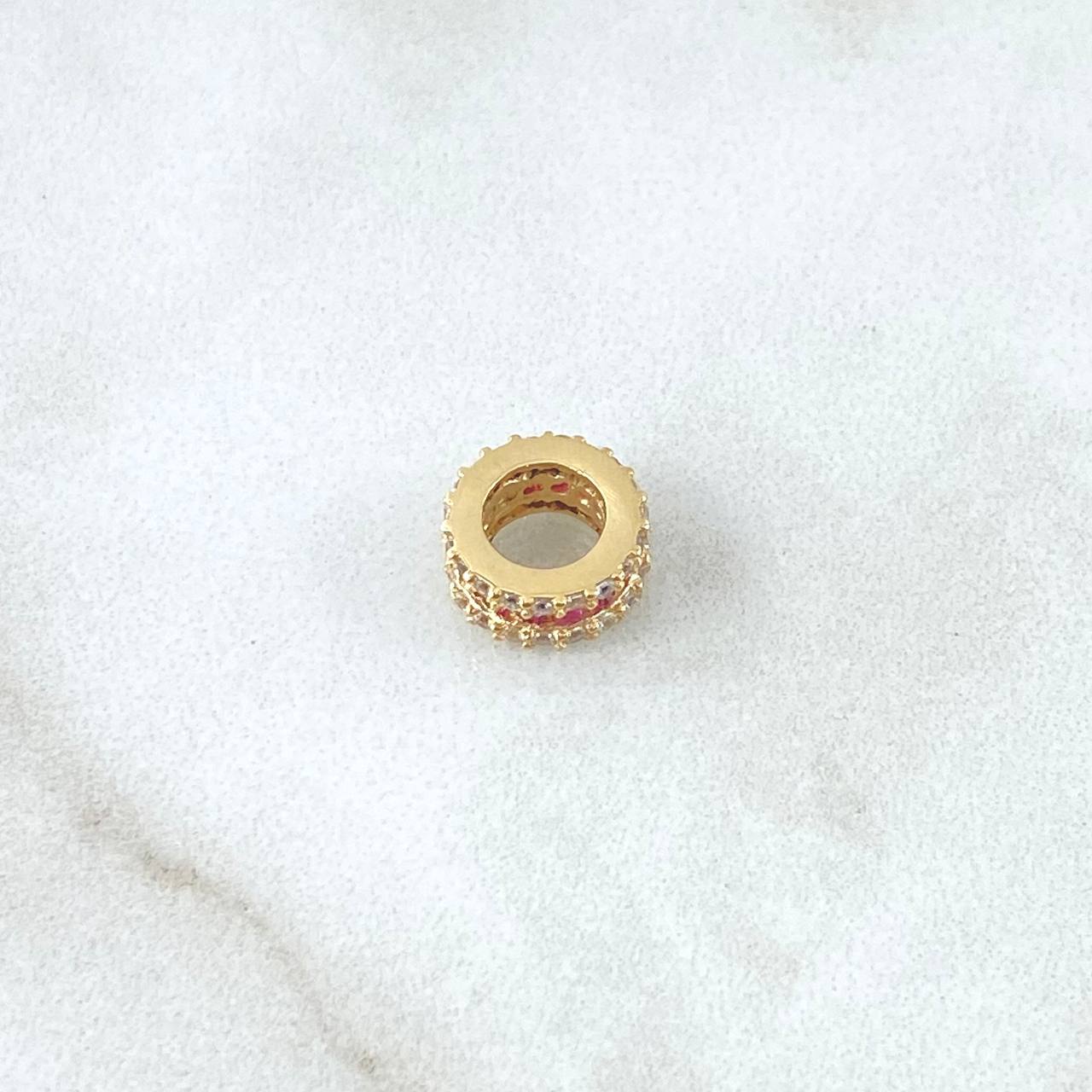 Herraje Rueda Basteada 1gr / 0.8cm / Circones Blancos Y Fucsias Oro Amarillo 18K