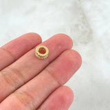 Herraje Rueda Basteada 0.95gr / 0.8cm / Circones Blancos Oro Amarillo 18K