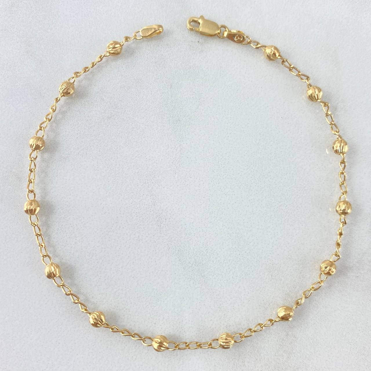 Pulso Espiga 2.35gr / 20cm / 3mm Diamantadas Oro Amarillo 18K