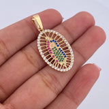 Dije Virgen Guadalupe 2.85gr / 3.5cm / Circones Verdes Azules Fucsias Blancos Oro Amarillo 18K &