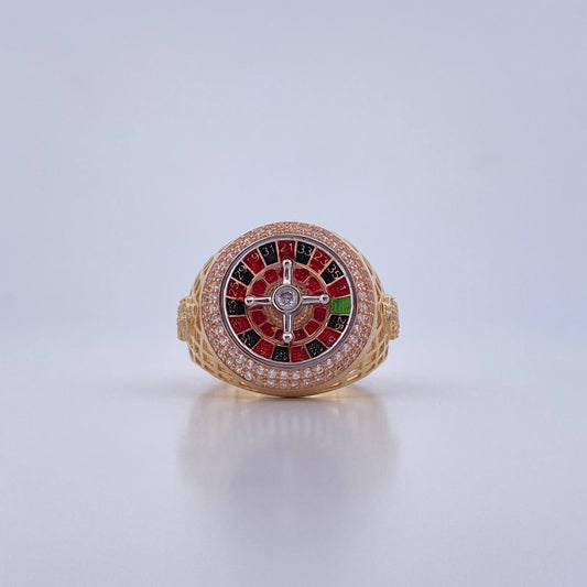 Anillo Ruleta 9.7gr / T10 1/2 / Circones Blancos Tres Oros 18K &