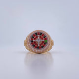 Anillo Ruleta 9.7gr / T10 1/2 / Circones Blancos Tres Oros 18K &