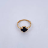 Anillo Trebol VCyA 2gr / T6 / Onix Negra Oro Amarillo Nac.Esp. 18K &