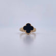 Anillo Trebol VCyA 2.8gr / T7 1/2 / Onix Negra Oro Amarillo Nac.Esp. 18K &