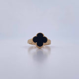 Anillo Trebol VCyA 2.7gr / T5 1/2 / Onix Negra Oro Amarillo Nac.Esp. 18K &