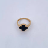 Anillo Trebol VCyA 2.8gr / T7 1/2 / Onix Negra Oro Amarillo Nac.Esp. 18K &