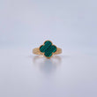 Anillo Trebol VCyA 2.7gr / T6 3/4 / Malaquita Verde Oro Amarillo Nac.Esp. 18K &