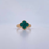 Anillo Trebol VCyA 3gr / T7 / Malaquita Verde Oro Amarillo Nac.Esp. 18K &