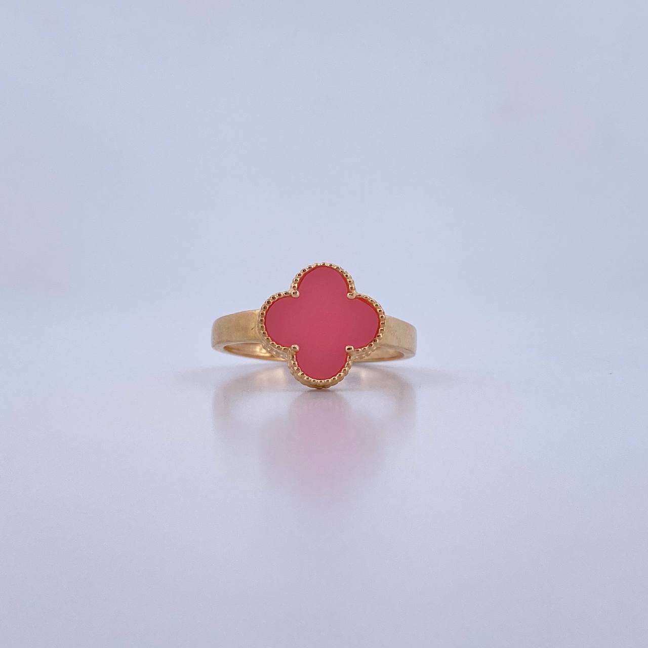 Anillo Trebol VCyA 2.5gr / T7 1/4 / Nacar Rosa Oro Amarillo Nac.Esp. 18K &