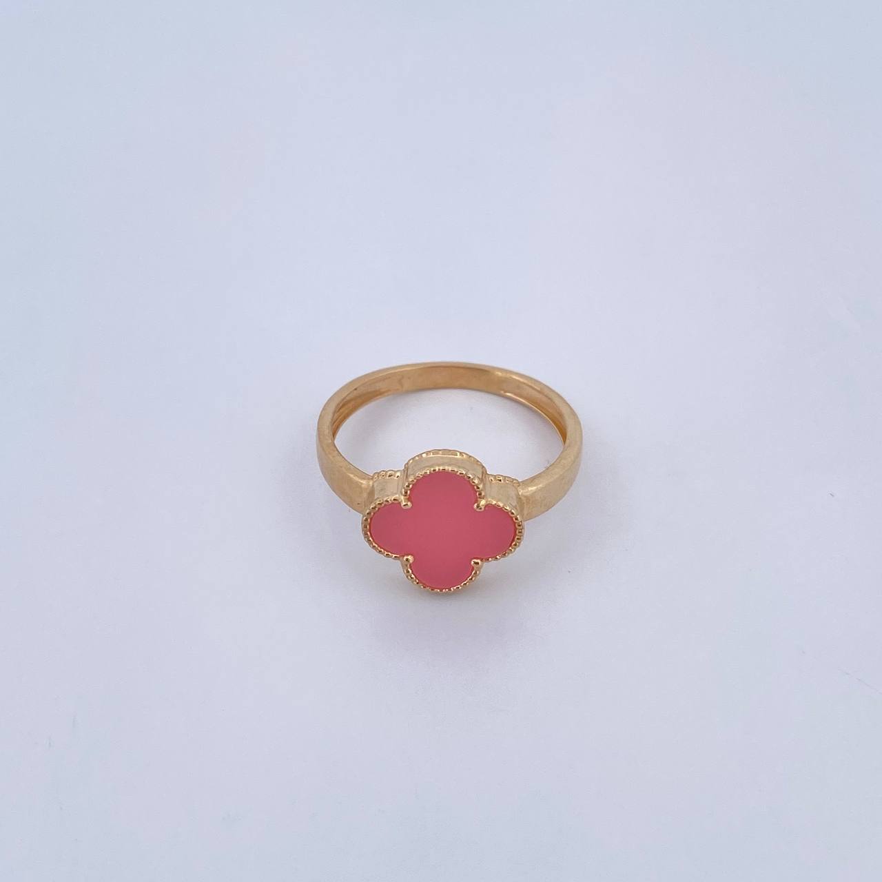 Anillo Trebol VCyA 2.5gr / T7 1/4 / Nacar Rosa Oro Amarillo Nac.Esp. 18K &