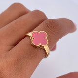 Anillo Trebol VCyA 2.5gr / T7 1/4 / Nacar Rosa Oro Amarillo Nac.Esp. 18K &