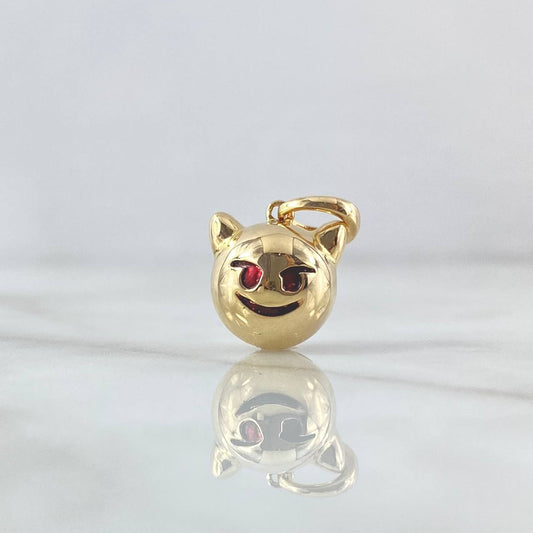 Dije Emoji Diablo 3.35gr / 2cm / Texturizado Rojo Oro Amarillo 18K