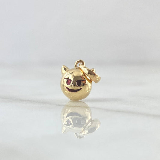 Dije Emoji Diablo 1.2gr / 1.5cm / Texturizado Rojo Oro Amarillo 18K