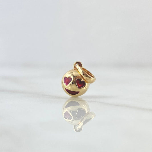 Dije Emoji Ojos de Corazón 1.35gr / 1.5cm / Texturizado Rojo Oro Amarillo 18K