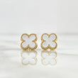 Topos Trébol VCyA 1.4gr / 9mm Resina Blanca Broche Mariposa Oro Amarillo 18K