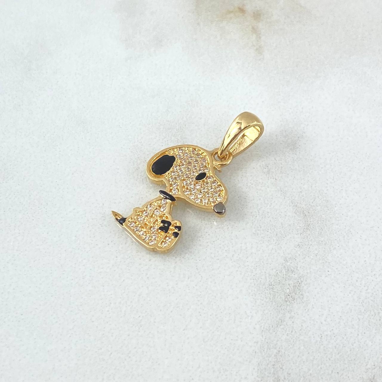 Dije Perro Animado 1.8gr / 2.4cm / Circones Blanco Oro Amarillo 18K