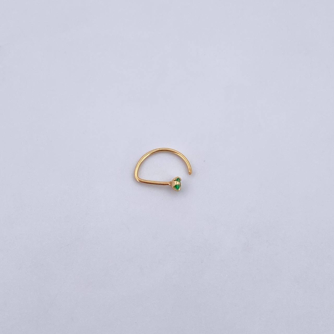 Piercing En Arco Cabeza Plana 0.15gr / 1cm / Circon Verde Oro Amarillo 18K (Joya) &