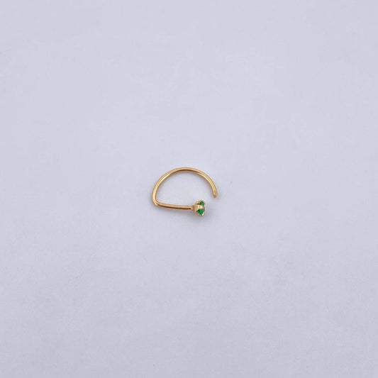 Piercing En Arco Cabeza Plana 0.15gr / 1cm / Circon Verde Oro Amarillo 18K (Joya) &