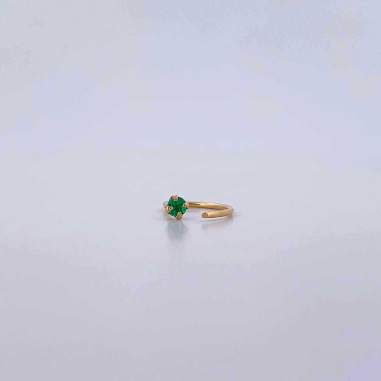 Piercing En Arco Cabeza Plana 0.15gr / 1cm / Circon Verde Oro Amarillo 18K (Joya) &