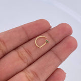 Piercing En Arco Cabeza Plana 0.15gr / 1cm / Circon Verde Oro Amarillo 18K (Joya) &