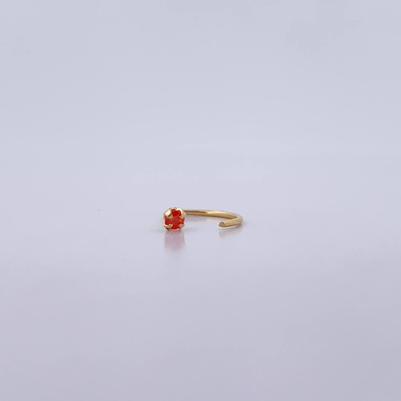 Piercing En Arco Cabeza Plana 0.15gr / 1cm / Circon Naranja Oro Amarillo 18K (Joya) &