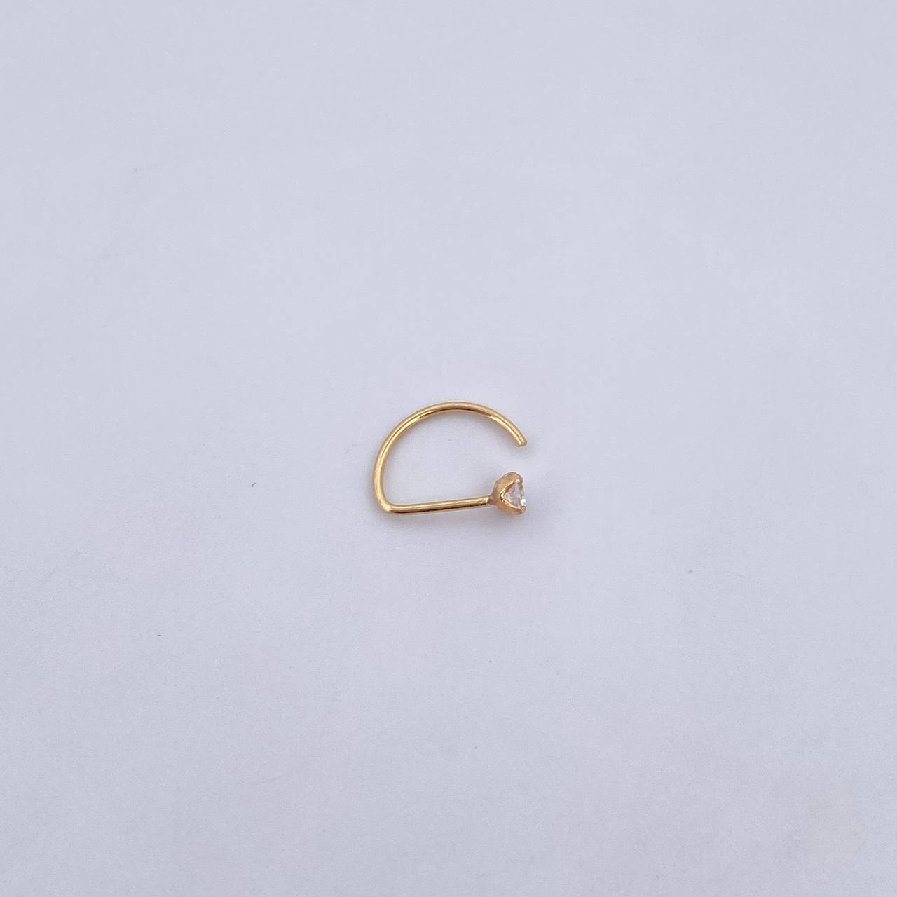 Piercing En Arco Cabeza Plana 0.15gr / 1cm / Circon Blanco Oro Amarillo 18K (Joya) &