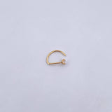 Piercing En Arco Cabeza Plana 0.15gr / 1cm / Circon Blanco Oro Amarillo 18K (Joya) &