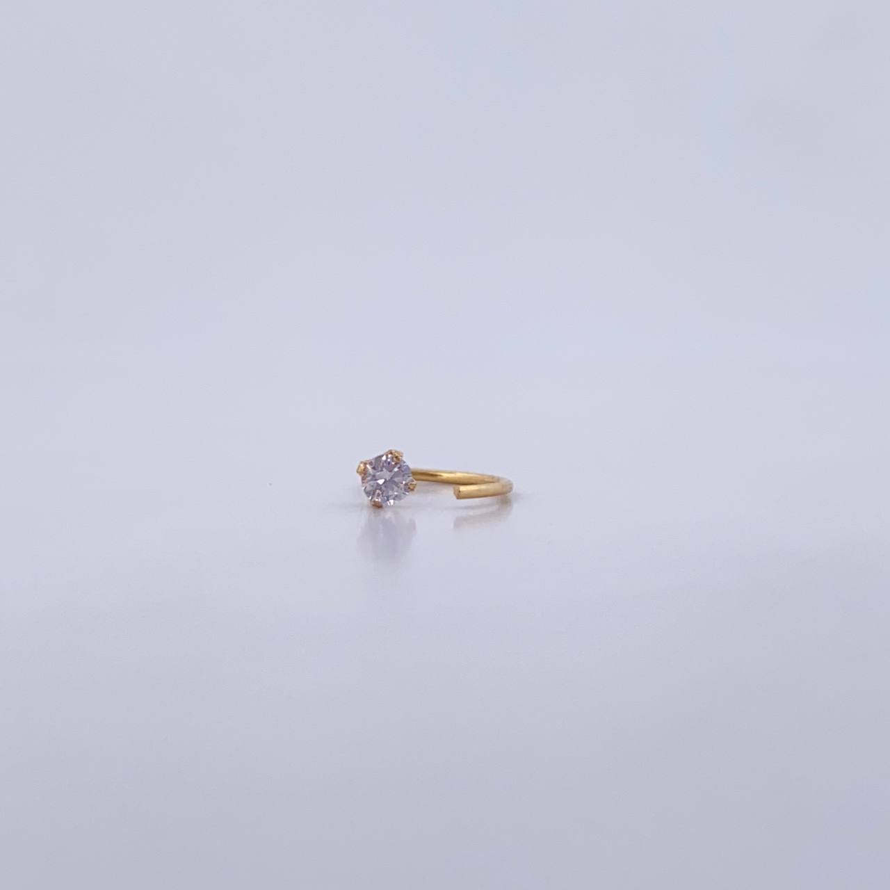 Piercing En Arco Cabeza Plana 0.15gr / 1cm / Circon Blanco Oro Amarillo 18K (Joya) &