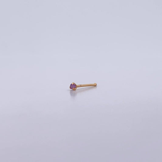 Piercing Chispa Recta 0.05gr / 1cm / Circon Morado Oro Amarillo 18K (Joya) &