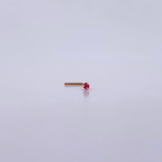 Piercing Chispa Recta 0.05gr / 1cm / Circon Fucsia Oro Amarillo 18K (Joya) &