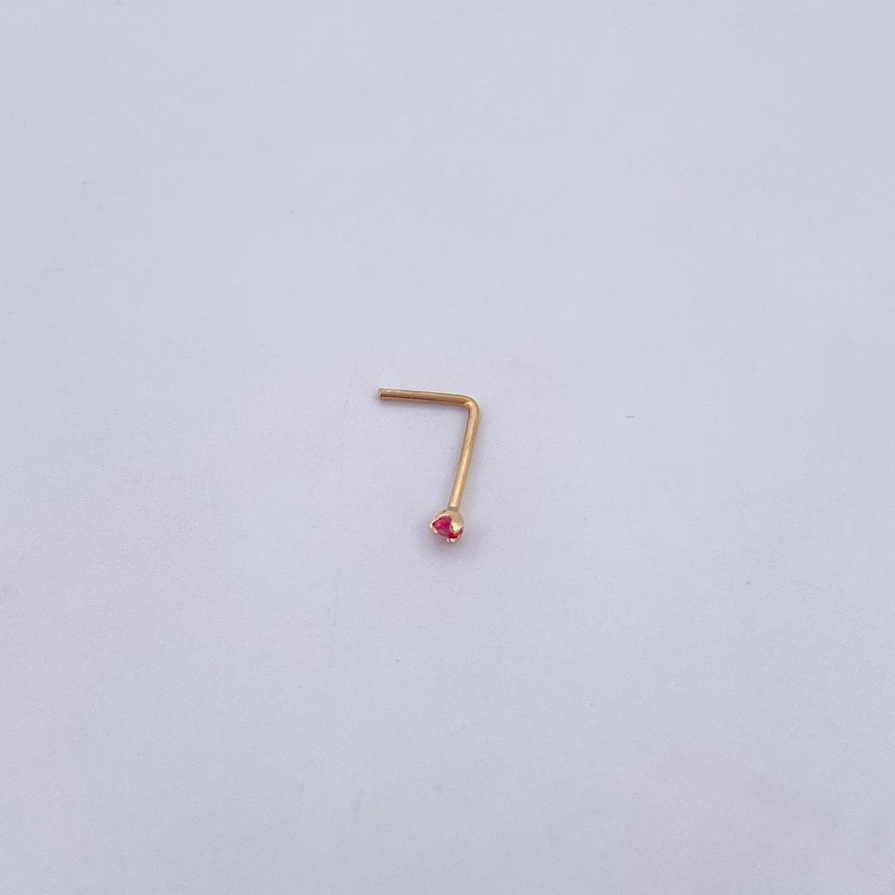 Piercing Chispa Recta 0.05gr / 1cm / Circon Fucsia Oro Amarillo 18K (Joya) &