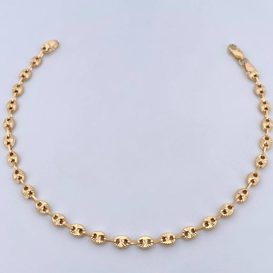 Tobillera GC 5.7gr / 24.9cm / 4.2mm Diamantado Oro Amarillo 18K $