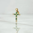 Dije Cruz 0.65gr / 2.4cm / Circones Verdes Y Blancos Oro Amarillo 18K