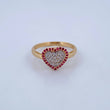 Anillo Corazon Tupido 2.7gr / T7 1/4 / Circones Blancos Fucsias Dos Oros Amarillo Blanco 18K $