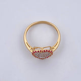 Anillo Corazon Tupido 2.7gr / T7 1/4 / Circones Blancos Fucsias Dos Oros Amarillo Blanco 18K $