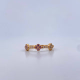 Anillo Trio Trebol 2.05gr / T7 1/4 / Circones De Colores Oro Amarillo 18K $