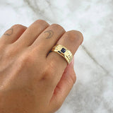 Anillo Cinturon Estela 3.95gr / T9 / Circone Blancos-Azul Oro Amarillo 18K *