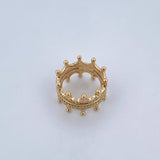 Anillo Corona Doble 7.45gr / T7 / Circones Blancos Oro Amarillo 18K &