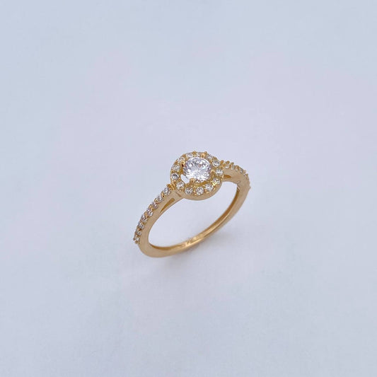 Anillo Halo Churumbela Circulo 2.2gr / T5 3/4 / Circones Blancos Oro Amarillo 18K &