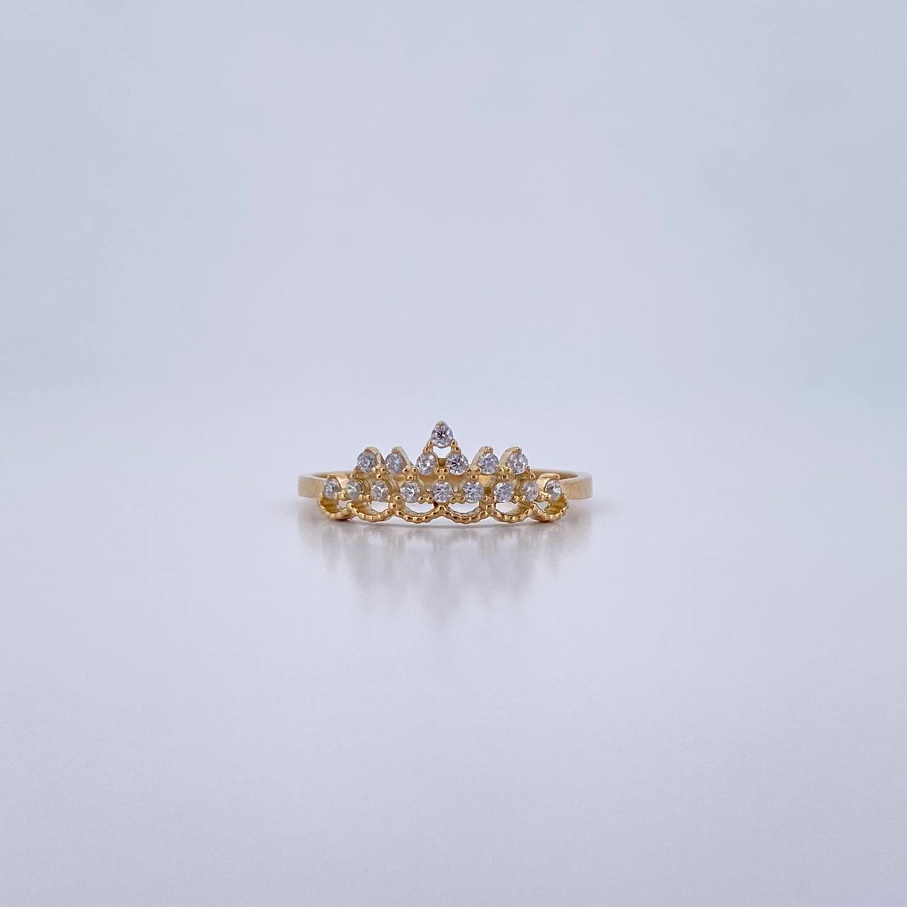 Anillo Corona 1.2gr / T6 / Circones Blancos Oro Amarillo 18K &