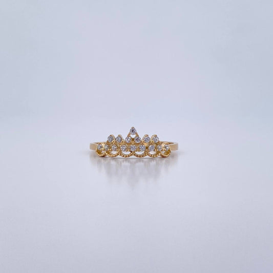 Anillo Corona 1.2gr / T6 / Circones Blancos Oro Amarillo 18K &